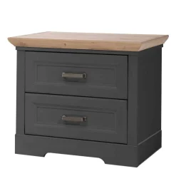 Wohnen Nachtkommode in Dunkelgrau mit Wildeiche - Zenuvra