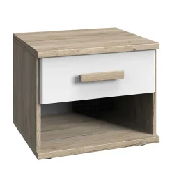 Wohnen Nachtkommode in Eiche San Remo & Weiß - Folio