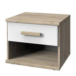 Wohnen Nachtkommode in Eiche San Remo & Weiß - Folio