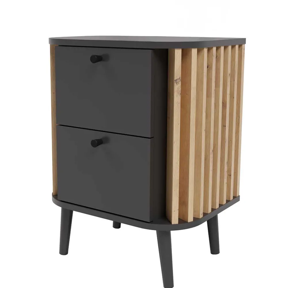 Wohnen Nachtkommode in Grau und Wildeiche - Penzanca