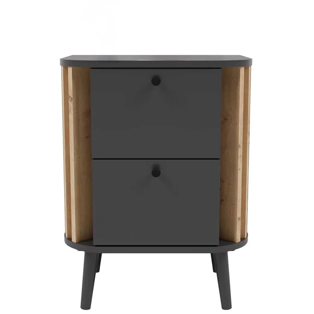 Wohnen Nachtkommode in Grau und Wildeiche - Penzanca