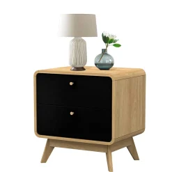 Wohnen Nachtkommode in Schwarz & Eiche - Sondros