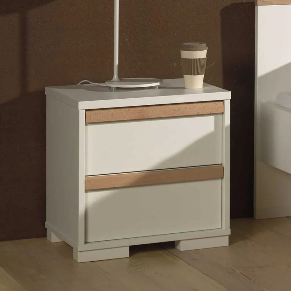 Wohnen Nachtkommode in Weiß & Buche - Eldrus