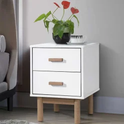 Wohnen Nachtkommode in Weiß mit Eiche - Savuta