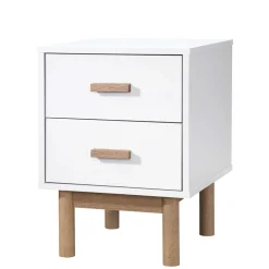 Wohnen Nachtkommode in Weiß mit Eiche - Savuta