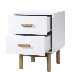 Wohnen Nachtkommode in Weiß mit Eiche - Savuta