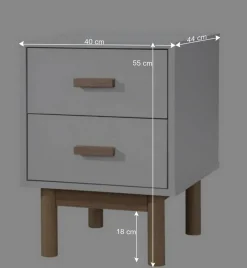 Wohnen Nachtkommode in Weiß mit Eiche - Savuta