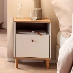 Wohnen Kommoden|Nachttische*Nachtkommode in Weiß mit Wildeiche - Ambreros