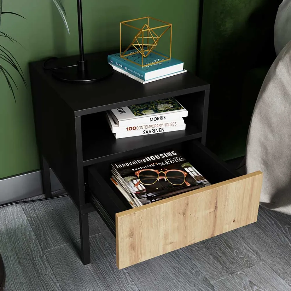 Wohnen Nachtkommode mit Fach und Schublade - Cavan