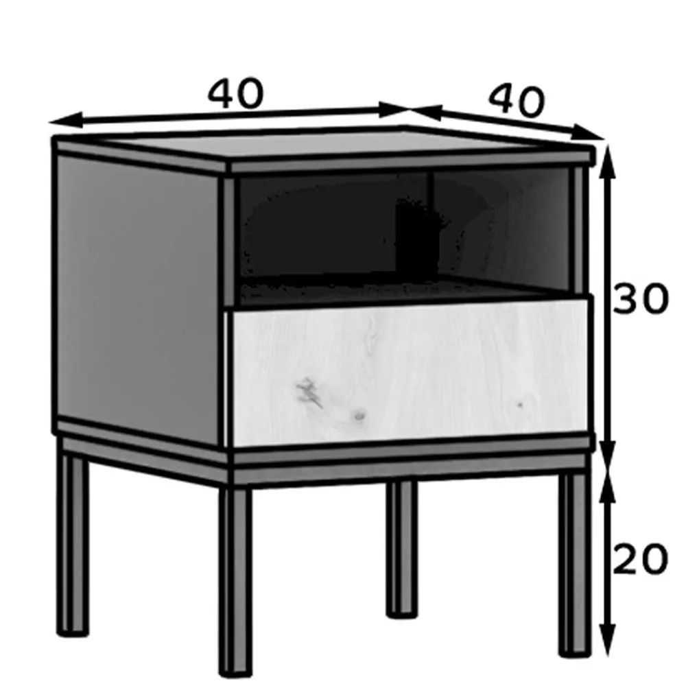 Wohnen Nachtkommode mit Fach und Schublade - Cavan