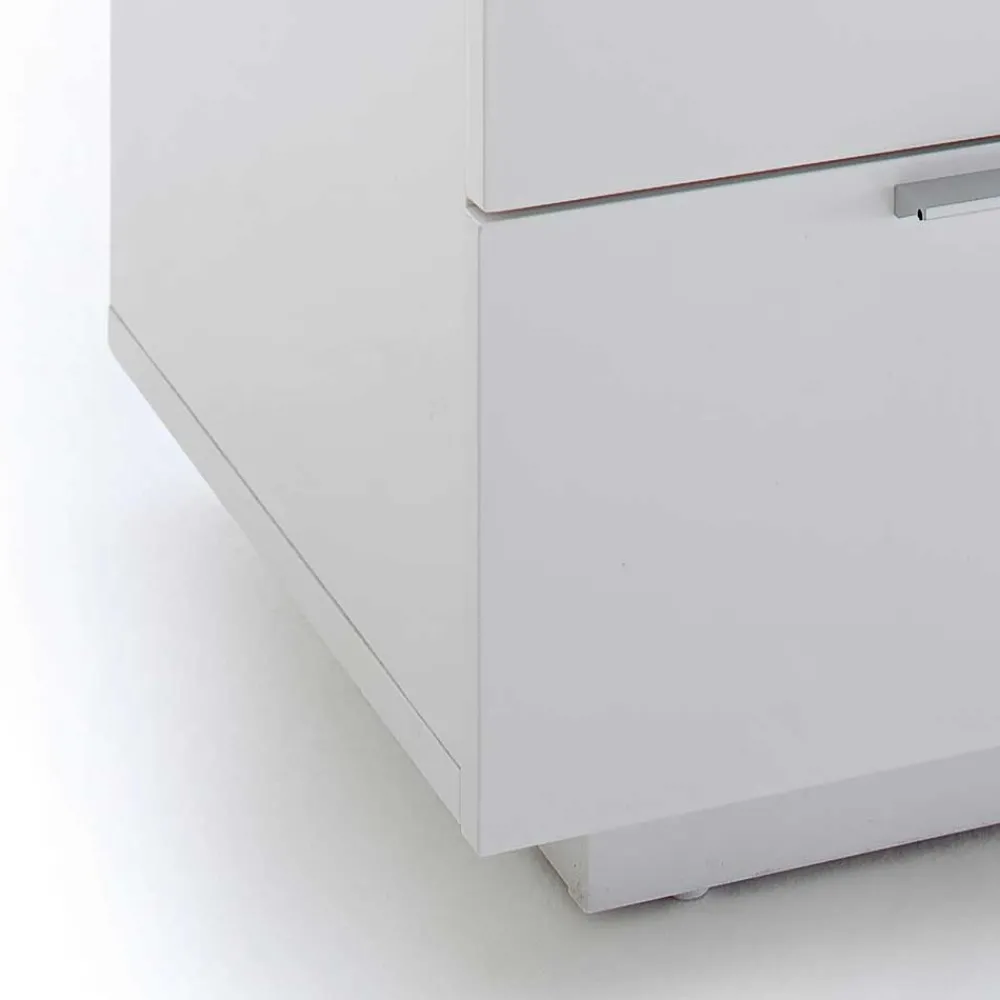 Wohnen Nachtkommode mit Glasbeschichtung Ardila in Weiß