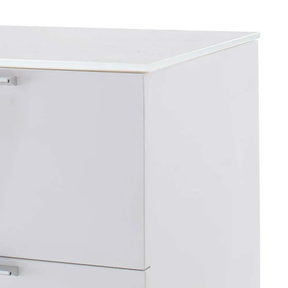 Wohnen Nachtkommode mit Glasbeschichtung Ardila in Weiß