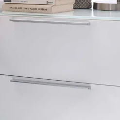 Wohnen Nachtkommode mit Glasbeschichtung Ardila in Weiß