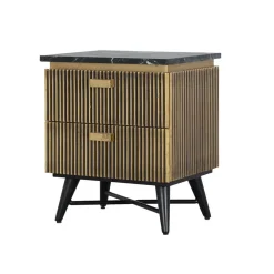 Wohnen Nachtkommode mit Marmorplatte - Hayato