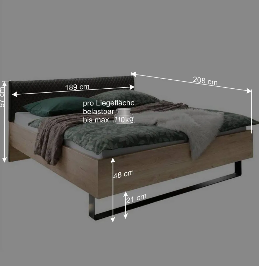 Wohnen Nachtkommoden & Doppelbett Kombi - Licruva I (dreiteilig)