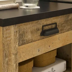 Wohnen Nachtkonsole im Altholz Look & Anthrazit - Naiavio