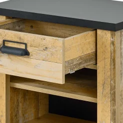 Wohnen Nachtkonsole im Altholz Look & Anthrazit - Naiavio