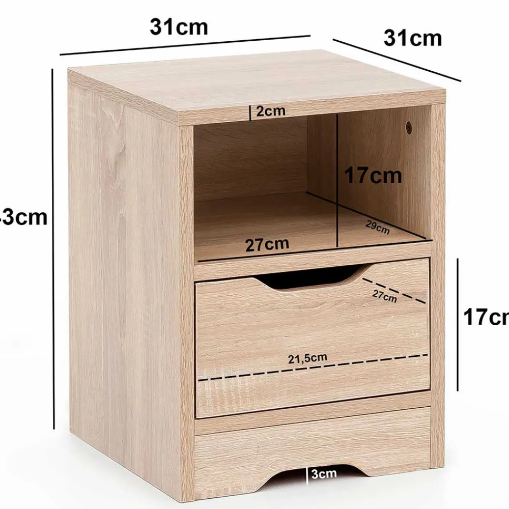 Wohnen Nachtkonsole mit Fach und Schublade - Mavricara