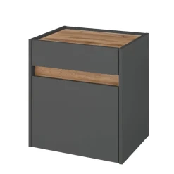 Wohnen Graue Möbel|Nachttische*Nachtschrank in Anthrazit und Wildeiche Dekor - Ahilav