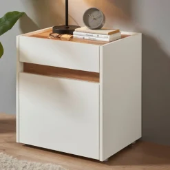 Wohnen Sideboards & Kommoden*Nachtschrank in Weiß und Wildeiche Dekor - Nonessia