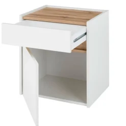 Wohnen Sideboards & Kommoden*Nachtschrank in Weiß und Wildeiche Dekor - Nonessia