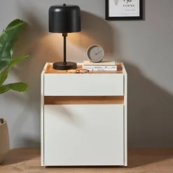 Wohnen Sideboards & Kommoden*Nachtschrank in Weiß und Wildeiche Dekor - Nonessia