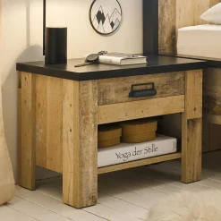 Wohnen Nachttische|Sideboards & Kommoden*Nachttisch in Altholz Optik & Anthrazit - Naiavio