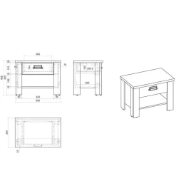 Wohnen Nachttische|Sideboards & Kommoden*Nachttisch in Altholz Optik & Anthrazit - Naiavio