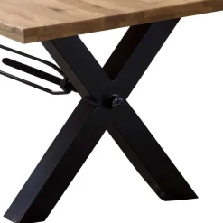 Wohnen Naturkante Holztisch Wildeiche mit X Füßen - Ascolano