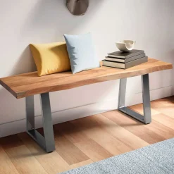 Wohnen Küchenbänke|Esszimmerbänke*Naturkanten Dielenbank aus Akazie massiv - Vibka