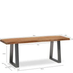 Wohnen Küchenbänke|Esszimmerbänke*Naturkanten Dielenbank aus Akazie massiv - Vibka