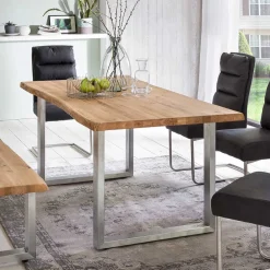 Wohnen Naturkanten Eichentisch im Loft Stil - Piacenza