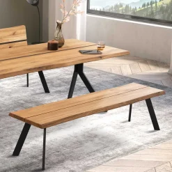 Wohnen Küchenbänke|Esszimmerbänke*Naturkanten Essbank aus Wildeiche - Piton