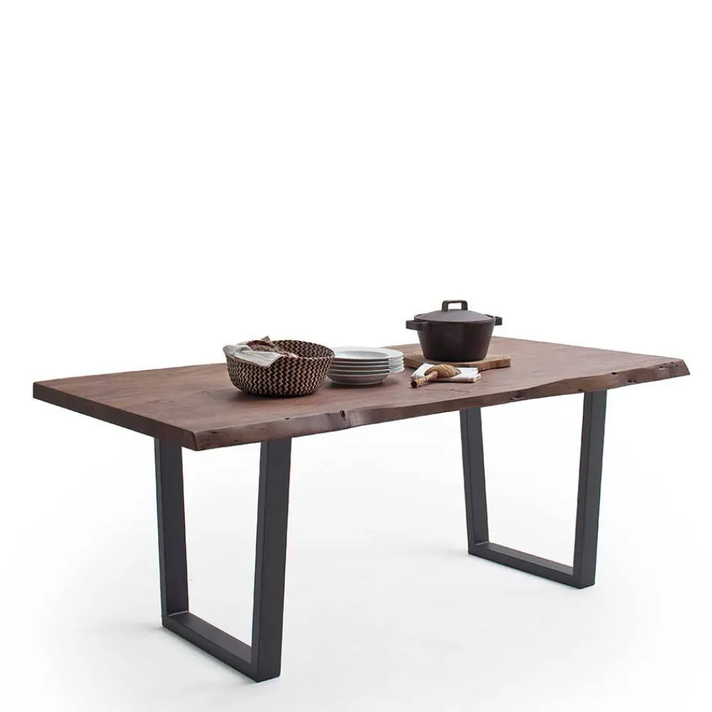 Wohnen Naturkanten-Esstisch mit Trapezgestell - Violettan