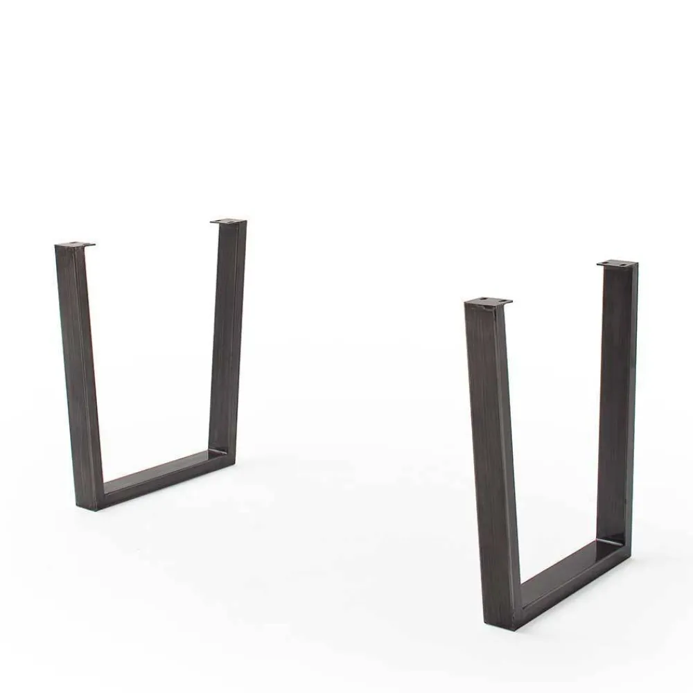 Wohnen Braune Möbel|Naturholzmöbel*Naturkanten-Esstisch mit Trapezgestell - Lausio