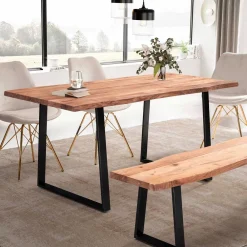 Wohnen Naturkanten-Tisch mit Trapezbeinen - Captain