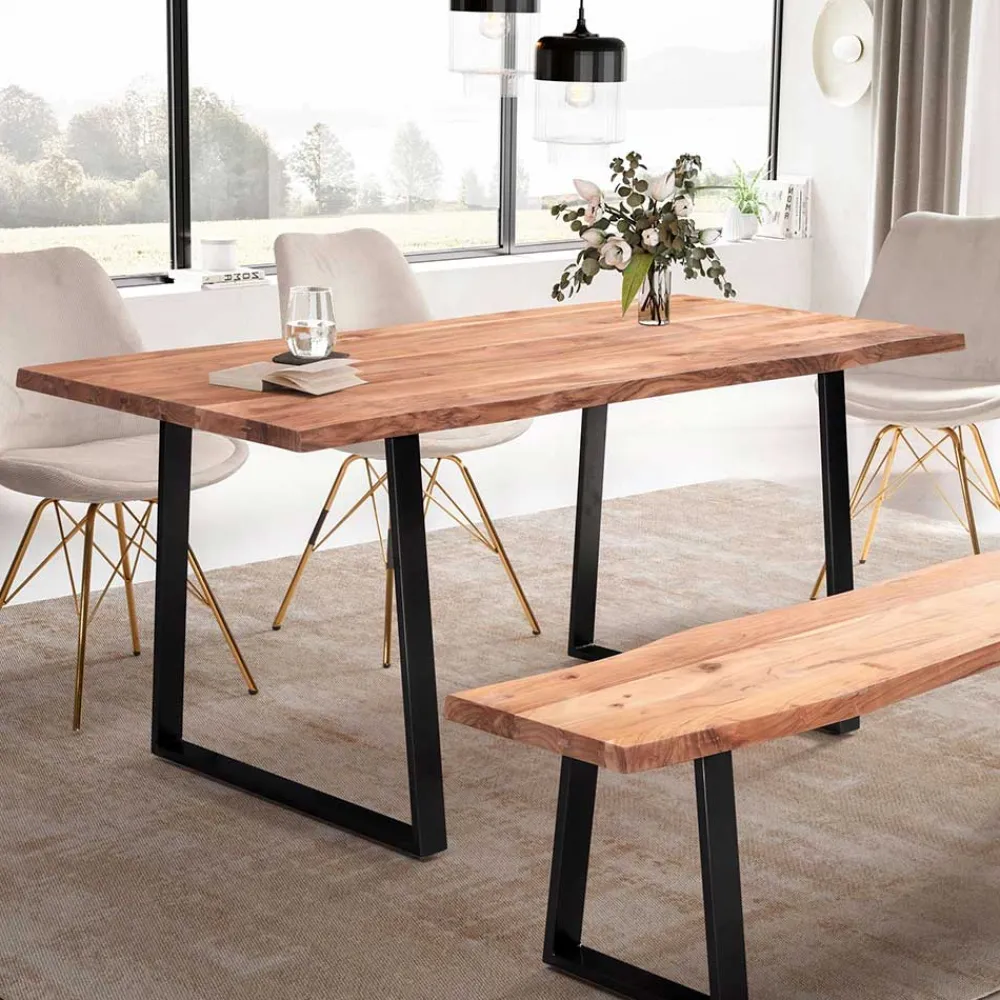 Wohnen Naturkanten-Tisch mit Trapezbeinen - Captain