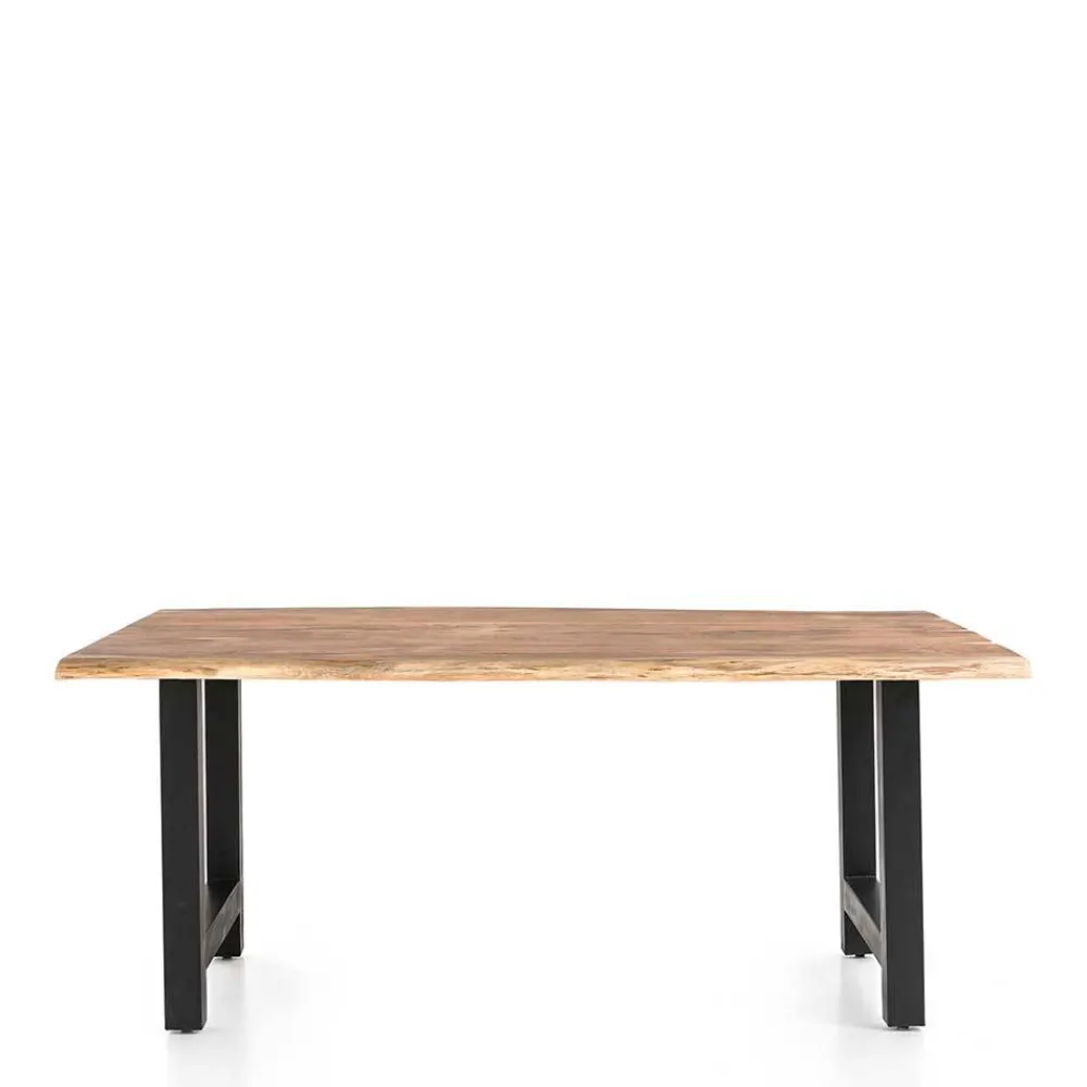 Wohnen Naturkantentisch und Armlehnenstühle - Norian (fünfteilig)