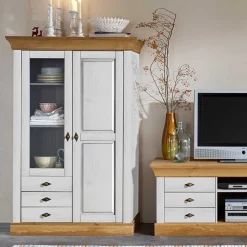 Wohnen Niedrige Vitrine Sibiuta im Landhaus Look