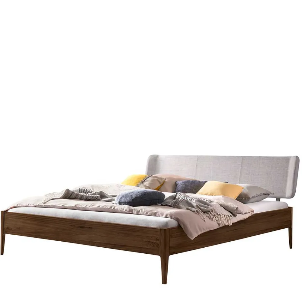 Wohnen Braune Möbel*Nussbaum Bett mit extravagantem Kopfteil - Astosa