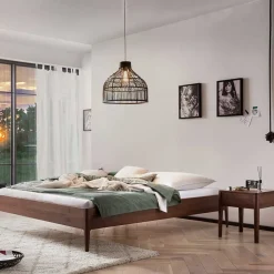 Wohnen Braune Möbel|Naturholzmöbel*Nussbaum Bettgestell ohne Kopfteil - Zero