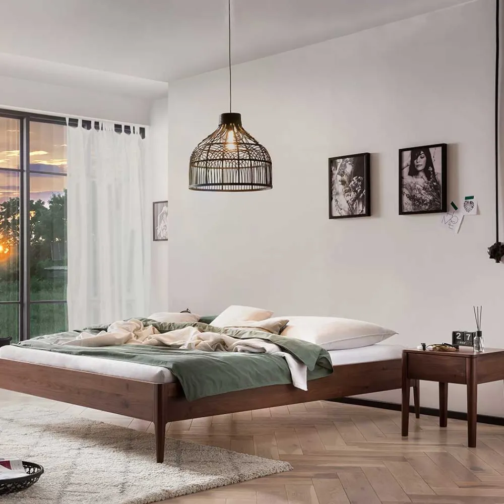 Wohnen Braune Möbel|Naturholzmöbel*Nussbaum Bettgestell ohne Kopfteil - Zero