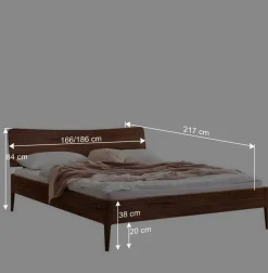 Wohnen Nussbaum Holzbett für zwei Personen - Lerchona