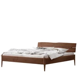 Wohnen Braune Möbel*Nussbaum Holzbett mit Baumkante Kopfteil - Elegatos