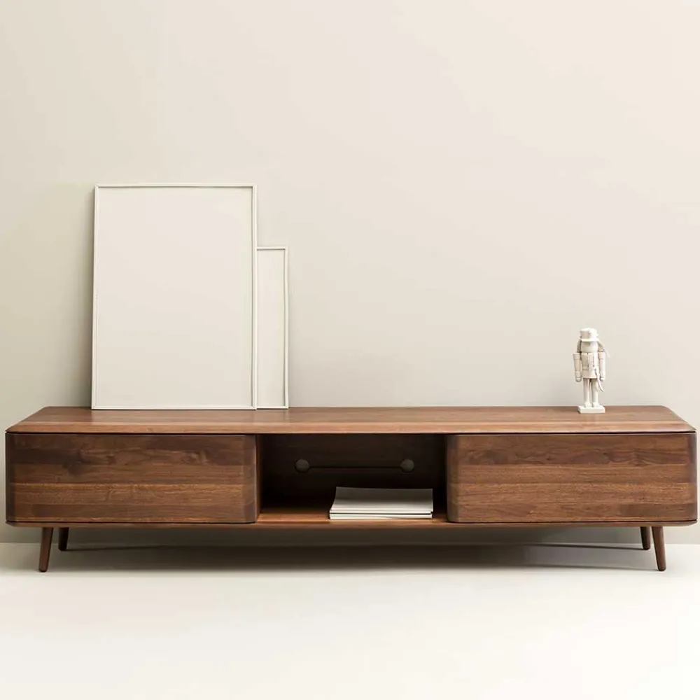 Wohnen Nussbaum TV Board in Natur geölt - Rivossa