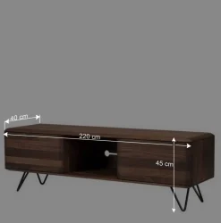 Wohnen Braune Möbel|Sideboards & Kommoden*Nussbaum TV Lowboard 220 cm breit - Rivossa