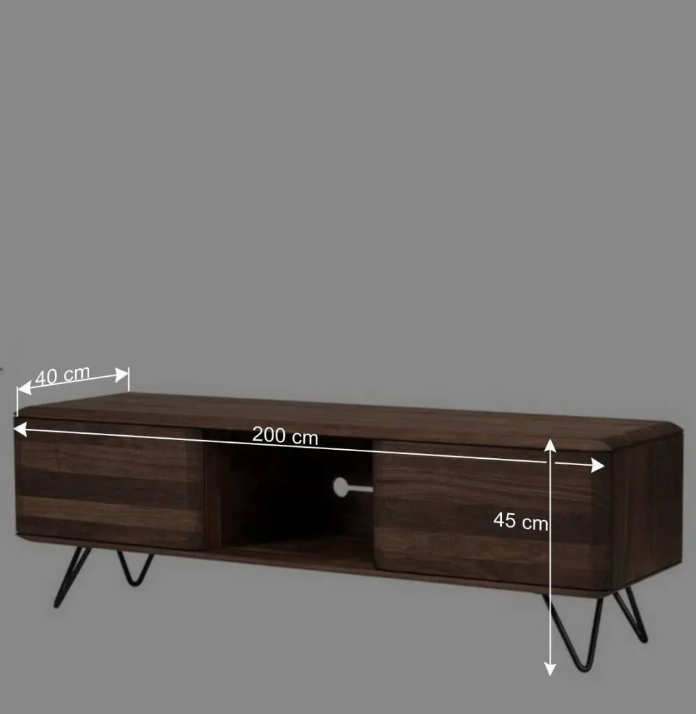 Wohnen Tv & Hifi-Möbel|Tv & Hifi-Möbel*Nussbaum TV Schrank mit Metallbeinen - Rivossa