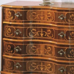 Wohnen Nussbaumfarbene Kommode mit Intarsien Agosto mit 4 Schubladen
