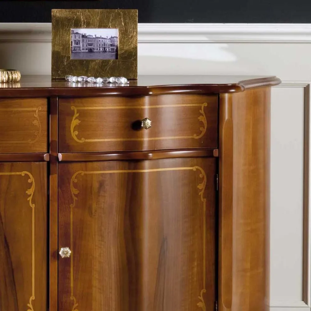 Wohnen Nussbaumfarbenes Sideboard Dentro im Barock Design