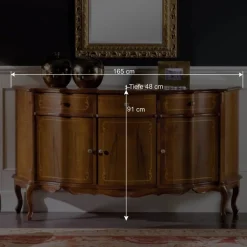 Wohnen Nussbaumfarbenes Sideboard Dentro im Barock Design